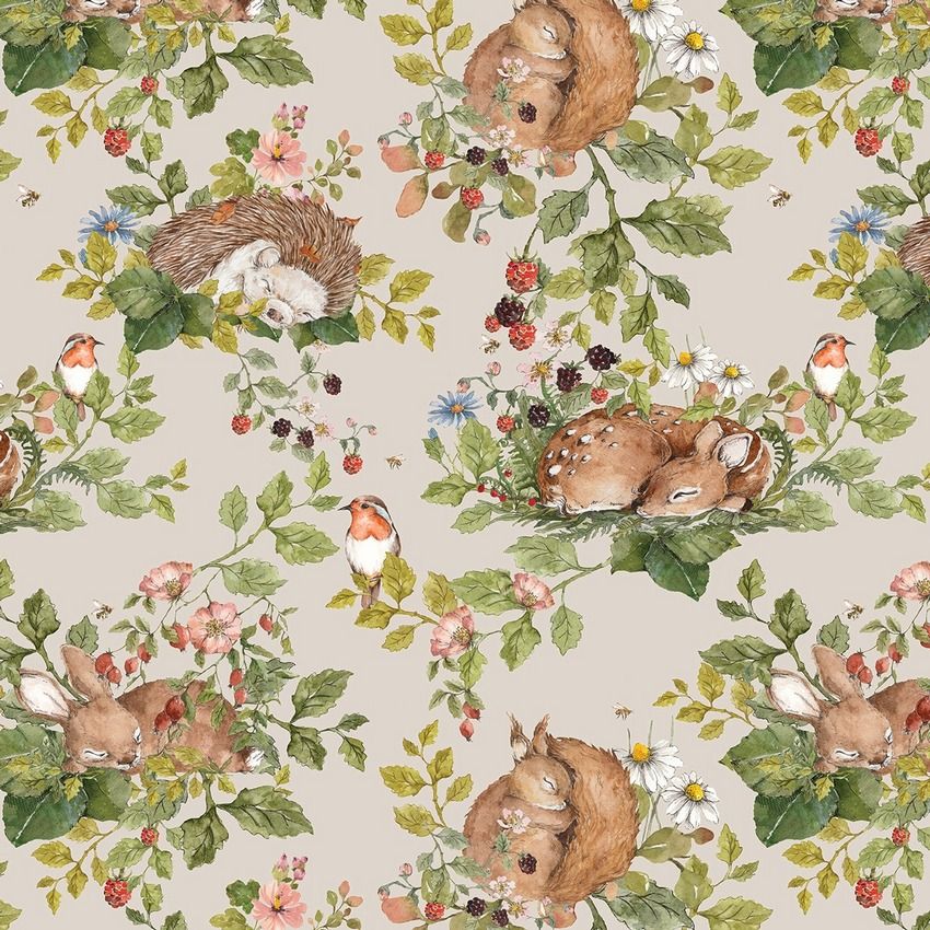 TAPETA NA ZEĎ LITTLE SLEEPY ANIMALS LIGHT - obrázek 2