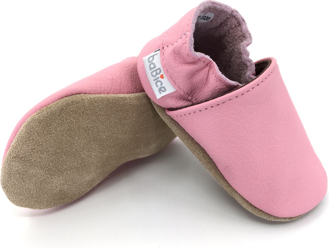 Kožené barefoot capáčky BaBice Růžové BA-057 Velikost: 17 - obrázek 1