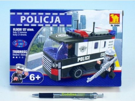 Stavebnice Dromader Policie Auto Dodávka 23404 127ks v krabici 22x15x4,5cm - obrázek 1