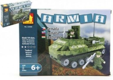 Stavebnice Dromader Vojáci Tank 22408 199ks v krabici 25,5x18,5x4,5cm - obrázek 1