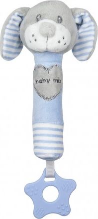 Dětská pískací plyšová hračka s kousátkem Baby Mix pes modrý, Modrá - obrázek 1