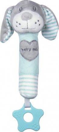 Dětská pískací plyšová hračka s kousátkem Baby Mix pes mátový, Zelená - obrázek 1