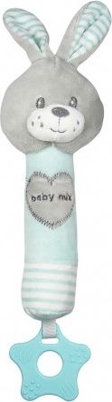 Dětská pískací plyšová hračka s kousátkem Baby Mix králík mátový, Zelená - obrázek 1