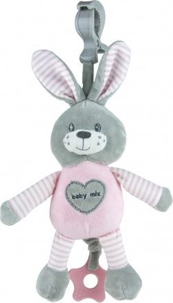 Edukační hrající plyšová hračka s klipem Baby Mix králík růžový, Modrá - obrázek 1