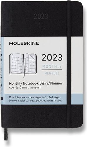 Moleskine Diář 2023 - měkké desky S, měsíční, černý A6  linkovaný - obrázek 1