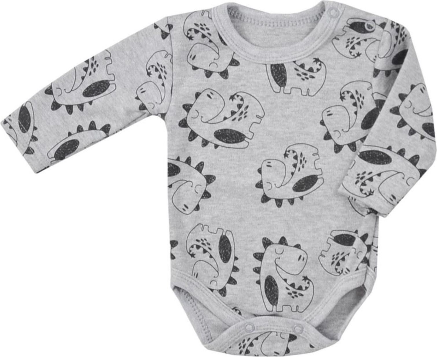 Kojenecké body s dlouhým rukávem Koala Magic Animals šedé dino - Kojenecké body s dlouhým rukávem Koala Magic Animals šedé dino - obrázek 1