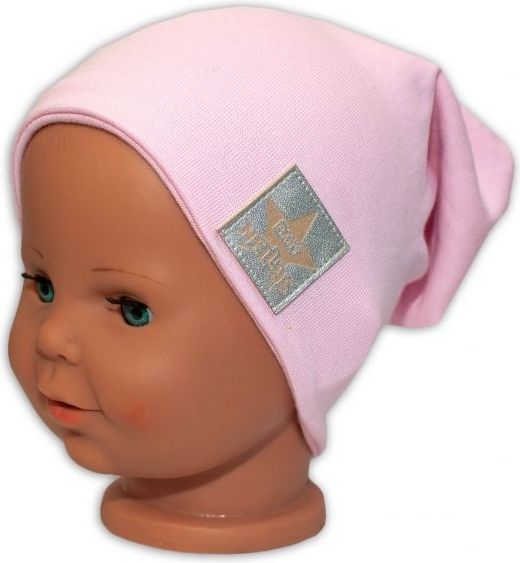 Baby Nellys Hand Made Jarní, podzimní bavlněná čepice - dvouvrstvá, sv. růžová - 3-7 let - obrázek 2