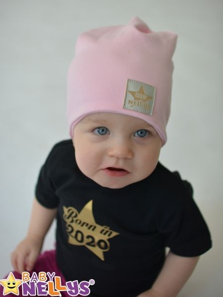 Baby Nellys Hand Made Jarní, podzimní bavlněná čepice - dvouvrstvá, sv. růžová - 3-7 let - obrázek 4