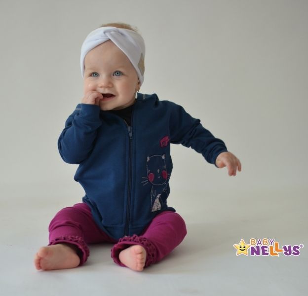 Baby Nellys Hand Made Jarní, bavlněná čelenka - dvouvrstvá, bílá, 44-48 cm - obrázek 2
