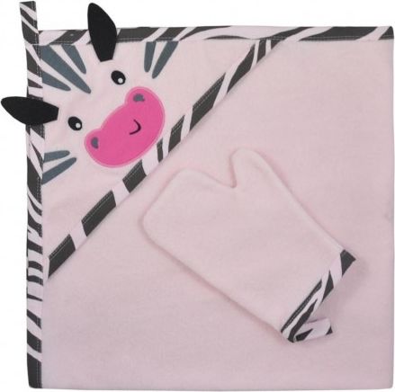 Dětská osuška s žínkou Koala Happy Zebra pink, Růžová - obrázek 1