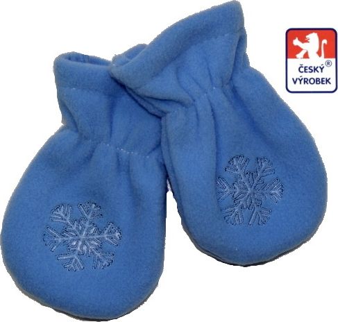 Dětské/kojenecké rukavičky s vločkou fleece, stř.modré vel.0 - obrázek 1