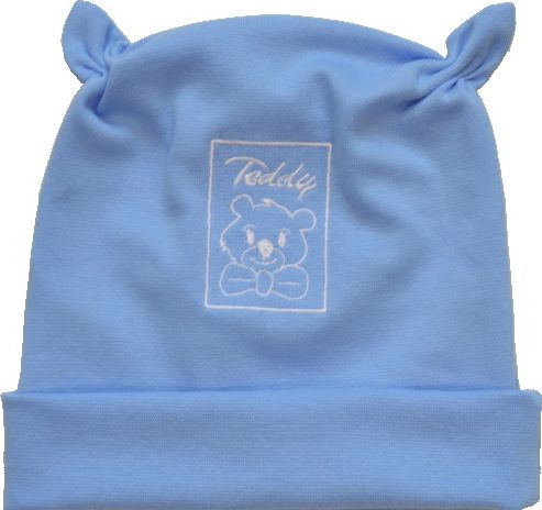 Bavlněná elastická čepička pro miminko, Teddy sv.modrá vel.0 - obrázek 1