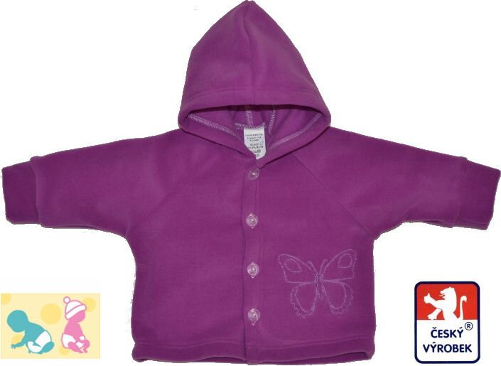 Dětská fleece bundička, fialová s Motýlkem, Dětský svět, vel.56 - obrázek 1