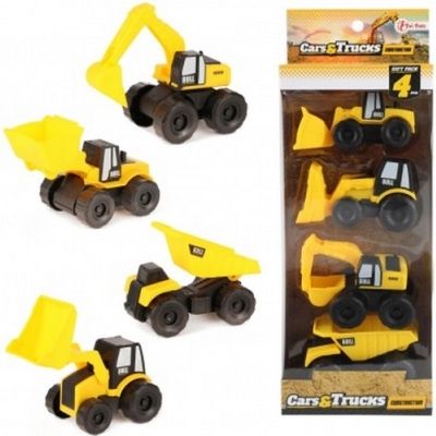 Auto stavební 4ks plast 10cm v krabici 12,5x34x6cm - obrázek 1