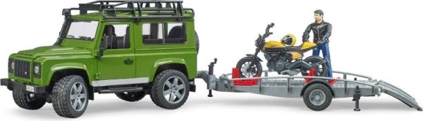 Bruder 2589 Land Rover s přívěsem, motocyklem a figurkou - obrázek 2