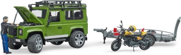 Bruder 2589 Land Rover s přívěsem, motocyklem a figurkou - obrázek 4