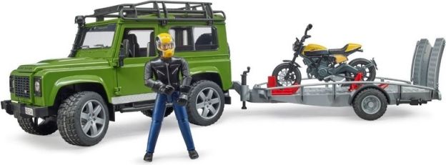Bruder 2589 Land Rover s přívěsem, motocyklem a figurkou - obrázek 5