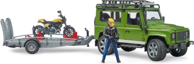 Bruder 2589 Land Rover s přívěsem, motocyklem a figurkou - obrázek 6