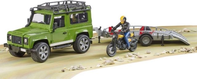 Bruder 2589 Land Rover s přívěsem, motocyklem a figurkou - obrázek 7