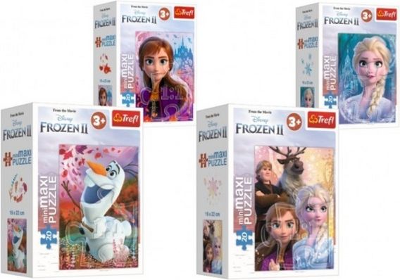 Minipuzzle miniMaxi 20 dílků Ledové království II/Frozen II 4 druhy v krabičce 11x8x4cm 24ks v boxu - obrázek 1