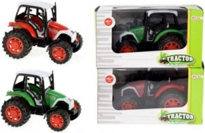 Traktor na setrvačník plast 14cm v krabičce 19x11x11cm zelený - obrázek 1