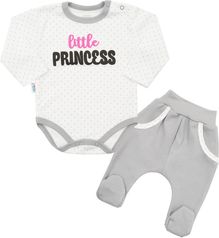 Kojenecká souprava 2-dílná bavlna - LITTLE PRINCESS bílo-šedá - vel.68 - obrázek 1