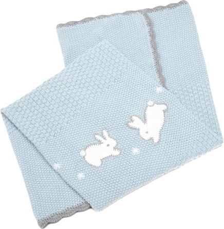 MAMAS&PAPAS Pletená deka 70x90 cm – králíčci modrá - obrázek 1