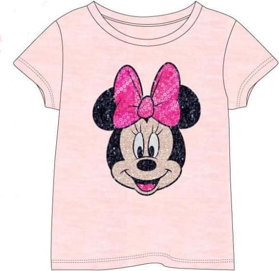 Disney dívčí tričko s flitrovou aplikací MINNIE 98 růžová - obrázek 1