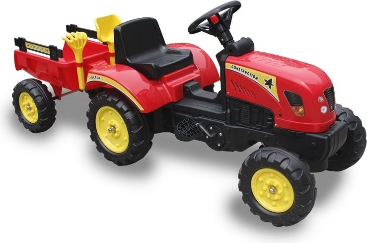Šlapací traktor Branson s přívěsem - červený - obrázek 1