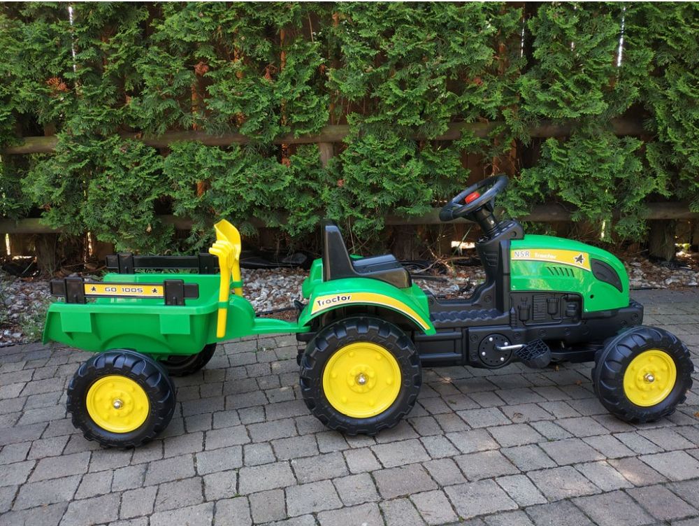 Šlapací traktor Branson s přívěsem - červený - obrázek 4