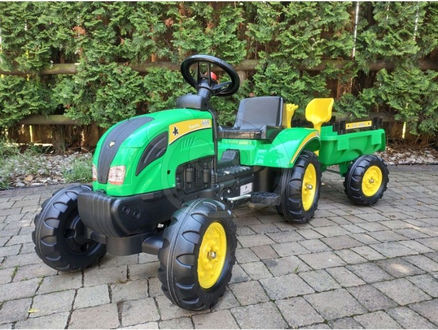 Šlapací traktor Branson s přívěsem - zelený - obrázek 5