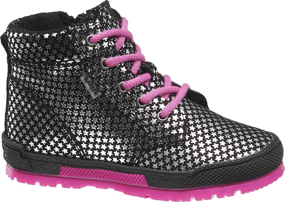 Deichmann - Bartek Černo-stříbrná kožená kotníková obuv Bartek se zipem 24 černo-stříbrná - obrázek 1