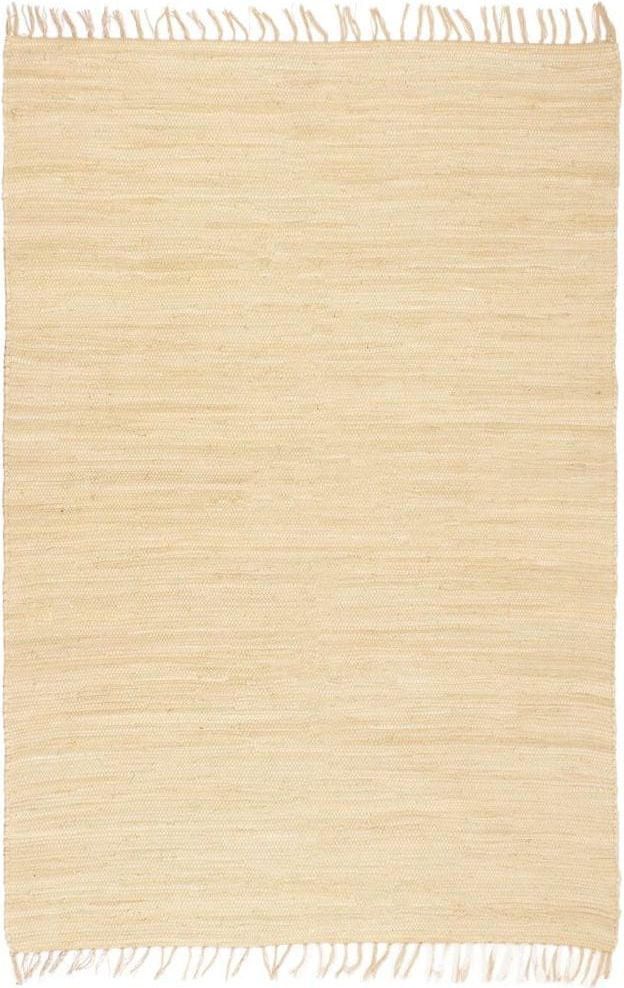 Vidaxl Ručně tkaný koberec Chindi bavlna 120 x 170 cm krémový - obrázek 1