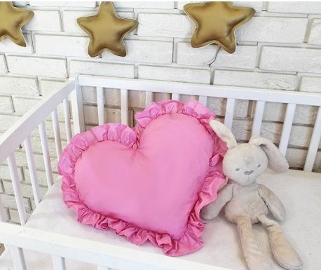 Baby Nellys Dekorační oboustranný polštářek - Srdce, 45 x 40 cm - růžové - obrázek 1