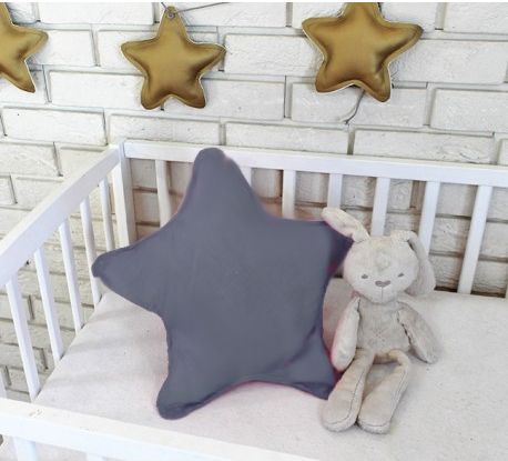 Baby Nellys Dekorační oboustranný polštářek - Hvězdička, 45 cm - tmavě šedá - obrázek 1