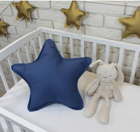 Baby Nellys Dekorační oboustranný polštářek - Hvězdička, 45 cm - tmavě modrý - obrázek 1
