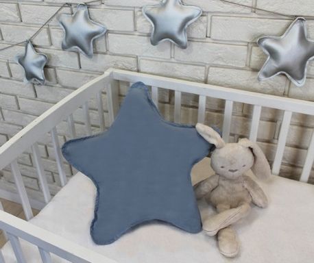 Baby Nellys Dekorační oboustranný polštářek - Hvězdička, 45 cm - šedá - obrázek 1