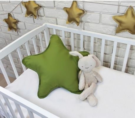 Baby Nellys Dekorační oboustranný polštářek - Hvězdička, 45 cm - olivový, zelený - obrázek 1