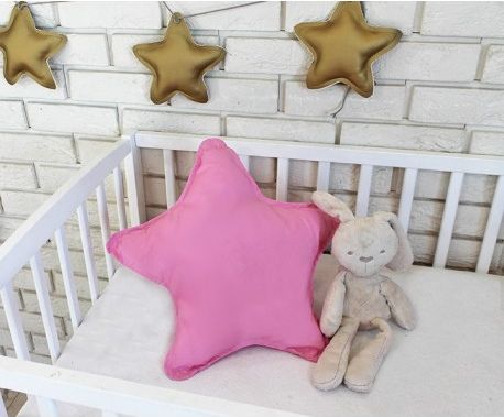 Baby Nellys Dekorační oboustranný polštářek - Hvězdička, 45 cm - růžový - obrázek 1