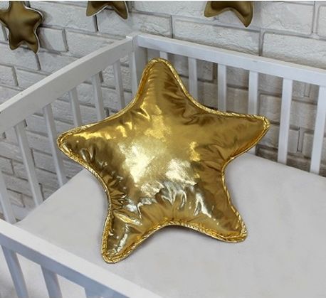 Baby Nellys Dekorační oboustranný polštářek - Hvězdička, 45 cm - zlatý - obrázek 1