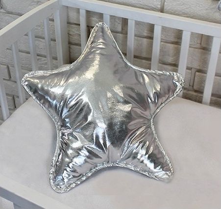 Baby Nellys Dekorační oboustranný polštářek - Hvězdička, 45 cm - stříbrný - obrázek 1