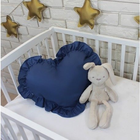 Baby Nellys Dekorační oboustranný polštářek - Srdce, 45 x 40 cm - tmavě modré - obrázek 1