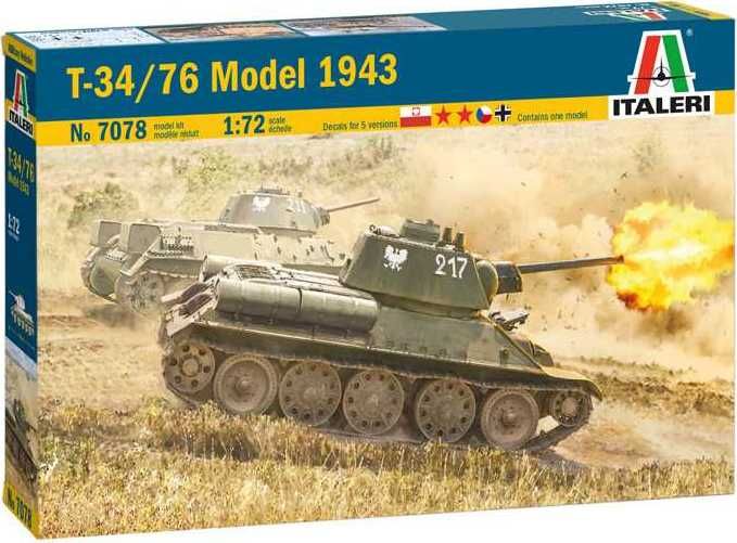 ITALERI Model Kit tank 7078 - T-34/76 Model 1943 (1:72) - obrázek 1