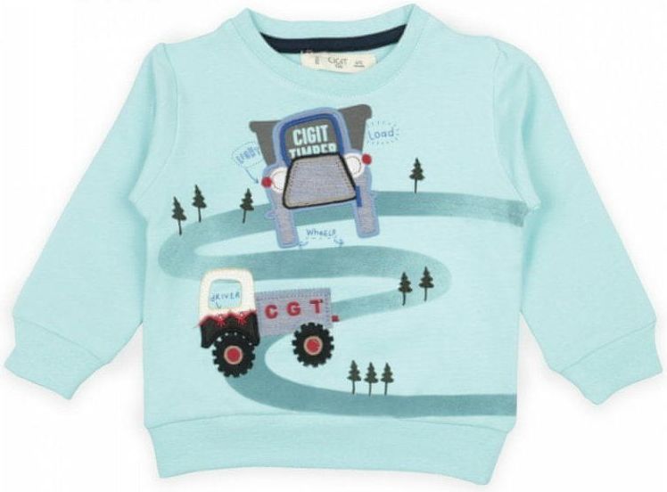 Cigit Kids Dětská mikina zobrazující užitkové vozy Cigit Kids Velikost: 80 (6-12m) - obrázek 1