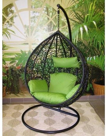 FORLIVING Závěsné relaxační křeslo TARA, zelený sedák - obrázek 1