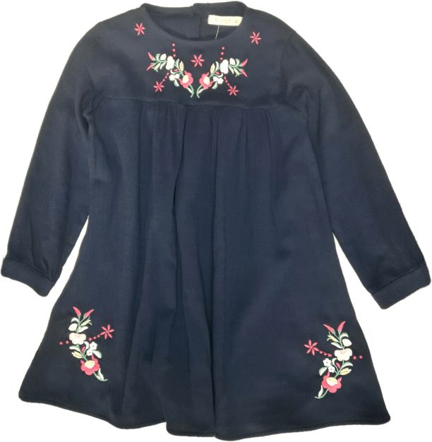 Cigit Kids Stylové dívčí mušelínové šaty s vyšitými květy - modrá Cigit Kids Velikost: 116 (5-6 let) - obrázek 1