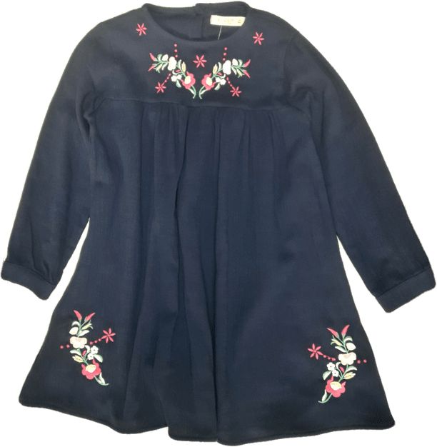 Cigit Kids Stylové dívčí mušelínové šaty s vyšitými květy - modrá Cigit Kids Velikost: 128 (7-8 let) - obrázek 1