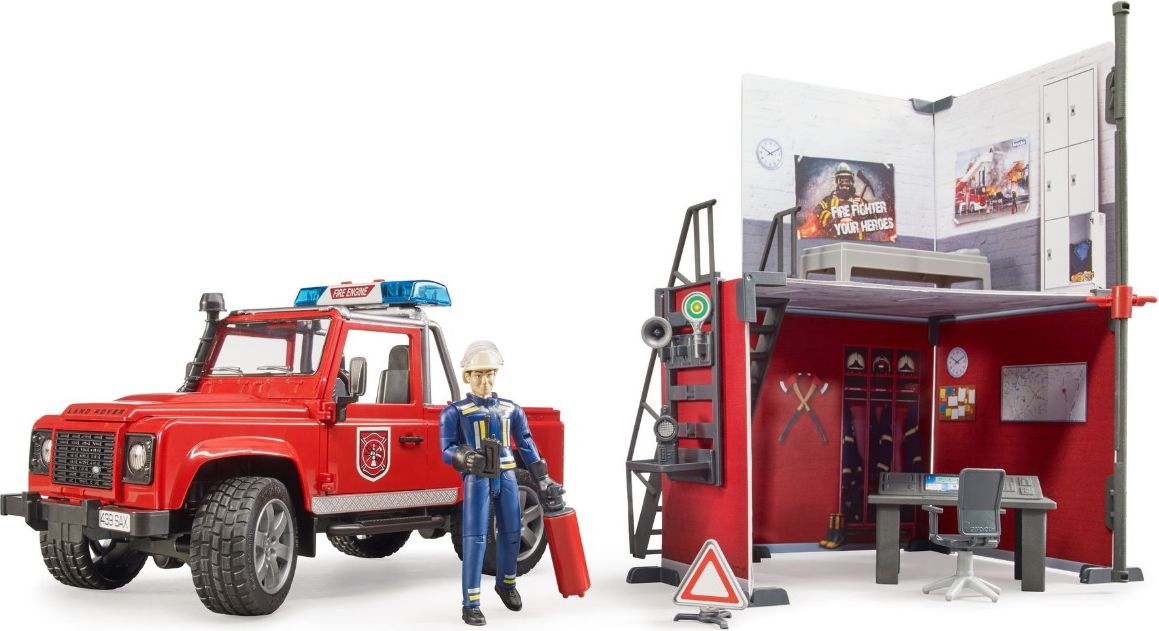 Bruder 62701  Land Rover Defender hasiči se stanicí a hasičem - obrázek 3
