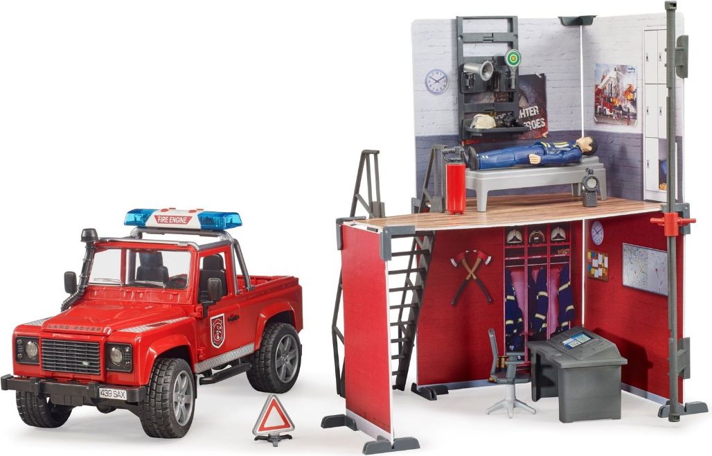 Bruder 62701  Land Rover Defender hasiči se stanicí a hasičem - obrázek 4