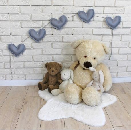 Ozdobná girlanda z eko kůže Baby Nellys Srdíčka - šedé - obrázek 1